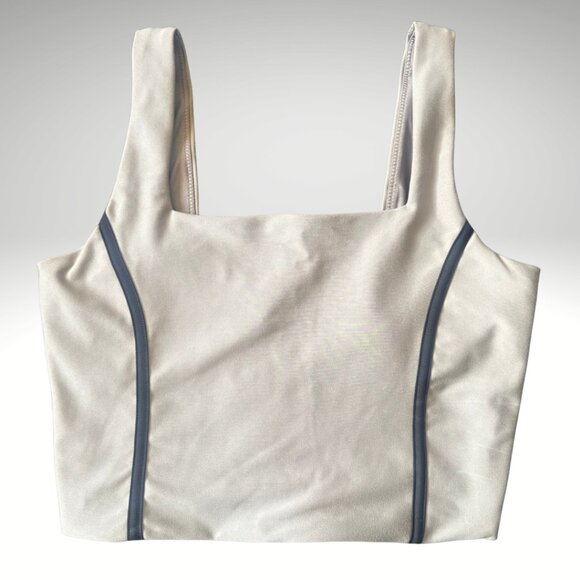 YPB Grey Workout Crop Top Built In Bra Athletic Tank Small - Picture 1 of 3